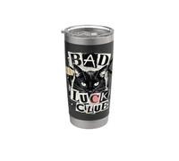 Gato negro divertido del club de la mala suerte Vaso térmico de acero inoxidable de doble pared