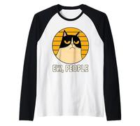 Gato Negro Divertido Gato Negro Ew Gente Divertido Gatos Meowy Funny Camiseta Manga Raglan