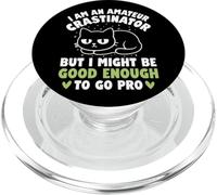 Gato Negro Divertido Procrastinación Humor Sarcástico PopSockets PopGrip para MagSafe