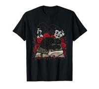 Gato Negro Durmiendo En Brujas Grimorio con Rosas Espinas Camiseta