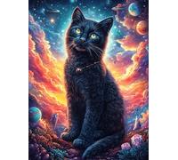 Gato negro en el bosque cósmico Puzzle 300 Piezas Cartón Blanco Premium Para Expertos Cuento de hadas tierno de acompañamiento Actividad Compartir Familia Desarrollo Cognitivo Garantía Satisfacción 30
