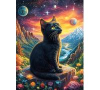 Gato Negro en el Bosque cósmico Rompecabezas 300 Piezas Cartón para Expertos Cuento de Hadas de acompañamiento mágico Mejora Memoria Actividad Tiempo Libre Pack Completo Original 300 P