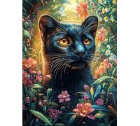 Gato Negro en el jardín Puzzle 1000 Piezas Cartón Grueso para Principiantes Cuentos de Hadas fantásticos de Animales Salvajes Agilidad Mental Vacaciones Verano Garantía Reposición Piezas Regalo Ideal