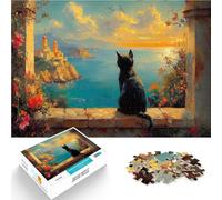 Gato Negro en Griego Rompecabezas para Adolescentes 1000 Piezas para el Juguete de desafío de Juego Educativo Regalo de cumpleaños 38x26cm