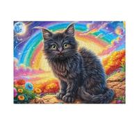 Gato Negro en la Noche Estrellada Rompecabezas 500 Piezas Cartón Grueso para Coleccionistas Mejora Memoria Desarrollo Cognitivo Diversión Familia Regalo Reyes Magos 500 PCS
