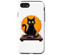 Gato negro en tocadiscos retro Halloween Carcasa para iPhone SE (2020) / 7 / 8