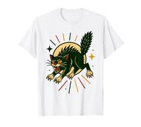 Gato Negro Enojado | Vintage Americana | Diseño de Flash de Tatuaje Camiseta