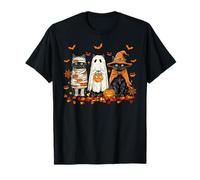 Gato Negro Fantasma y Bruja Retro de Halloween Camiseta