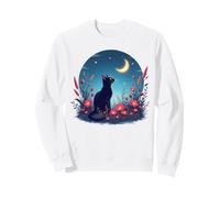 Gato Negro Floral con Luna Sudadera