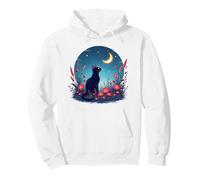 Gato Negro Floral con Luna Sudadera con Capucha