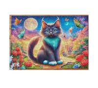 Gato Negro Galaxia Estrellada Rompecabezas 300 Piezas Cartón Grueso para Coleccionistas Noches De Cita Mejora Concentración Ocio En Casa Regalo Reyes Magos 300 PCS