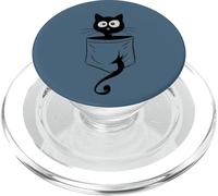 Gato Negro Gatito cómico en tu Bolsillo PopSockets PopGrip para MagSafe