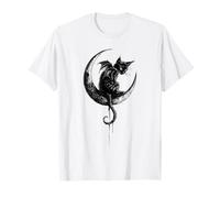 Gato negro gótico alas de murciélago luna creciente estética oscura Camiseta