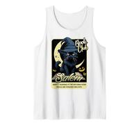 Gato Negro Halloween Salem Club de Lectura Bruja Vintage Camiseta sin Mangas