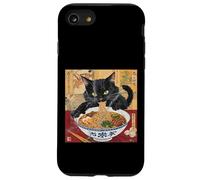 Gato Negro japonés Hambriento Angustia Comiendo Ramen Fideos Arte Carcasa para iPhone SE (2020) / 7/8