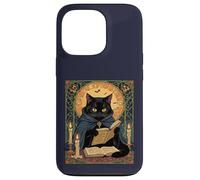 Gato Negro Leyendo un Libro de hechizos del solsticio Carcasa para iPhone 13 Pro