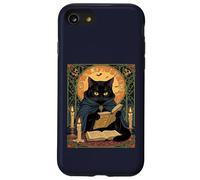 Gato Negro Leyendo un Libro de hechizos del solsticio Carcasa para iPhone SE (2020) / 7/8