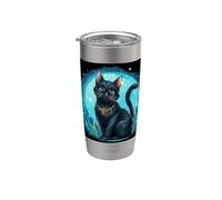 Gato negro lleno de magia e imaginación Vaso térmico de acero inoxidable de doble pared
