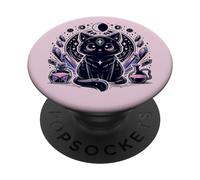 Gato Negro Místico - Celestial y Cristales Magical Goth PopSockets PopGrip Intercambiable