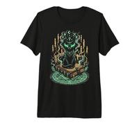 Gato Negro Místico Grimorio Brujería Gótico Oculto Camiseta Premium