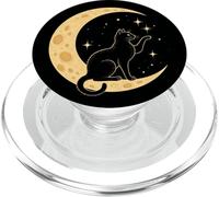 Gato Negro místico Luna Creciente Estrellas Celestial diseño Lunar PopSockets PopGrip para MagSafe