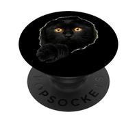 Gato Negro místico Ojos ámbar Mirando a través de PopSockets PopGrip Adhesivo