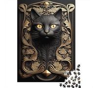 Gato Negro Modernismo Puzzle de 1000 Piezas Puzzle para Adultos Cartón Relajante Decoración Regalo Hogar 38x26cm/1000pcs