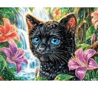 Gato Negro Noche a la luz de la Luna Rompecabezas 1000 Piezas Cartón para Adultos Y Adolescentes Bestias fantásticas para Coleccionistas Decoración Única Hogar Antiestrés Regalo Reyes Magos 1000 PCS