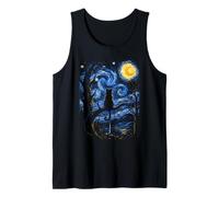 Gato Negro, Noche Estrellada, Van Gogh, Moon Art, maullido, mamá, papá Camiseta sin Mangas