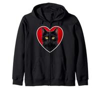 Gato Negro Ojos Amarillos Cor Sudadera con Capucha