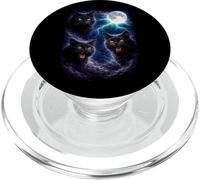 Gato Negro Oscuro Bajo la Luna Llena Vintage Fantasía Rayo PopSockets PopGrip para MagSafe