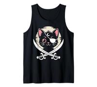 Gato Negro Pirata Lindo Kawaii gótico Chica Ropa Rosa gótico Camiseta sin Mangas
