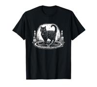 Gato Negro Ritual Magia Pentagrama Gótico Oculto Camiseta