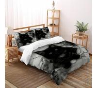 Gato Negro Roto Funda Edredon 3 Piezas con Impresión En 3D Mystery HouseCat con Funda Almohada Super King（260x220cm） Microfibra Juego De Cama para para Niñosy Hombres