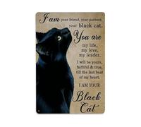 Gato Negro Soy Tu Amigo Placa Metálica Decoración Letreros De Estaño Vintage Letrero De Lata Para Taller Hogar Cocina 20X30Cm