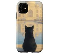 Gato Negro Taj Mahal Amanecer India Viajero Felino Carcasa para iPhone 11