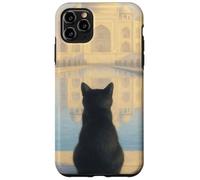 Gato Negro Taj Mahal Amanecer India Viajero Felino Carcasa para iPhone 11 Pro MAX