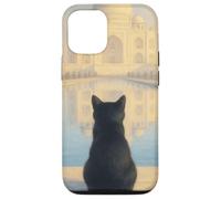 Gato Negro Taj Mahal Amanecer India Viajero Felino Carcasa para iPhone 12/12 Pro