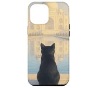 Gato Negro Taj Mahal Amanecer India Viajero Felino Carcasa para iPhone 12 Pro MAX