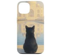 Gato Negro Taj Mahal Amanecer India Viajero Felino Carcasa para iPhone 13