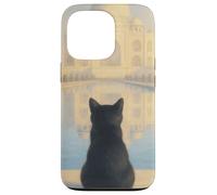 Gato Negro Taj Mahal Amanecer India Viajero Felino Carcasa para iPhone 13 Pro