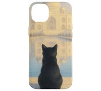 Gato Negro Taj Mahal Amanecer India Viajero Felino Carcasa para iPhone 14 Plus