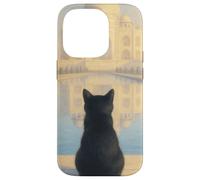 Gato Negro Taj Mahal Amanecer India Viajero Felino Carcasa para iPhone 14 Pro