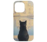 Gato Negro Taj Mahal Amanecer India Viajero Felino Carcasa para iPhone 14 Pro MAX
