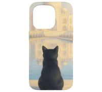 Gato Negro Taj Mahal Amanecer India Viajero Felino Carcasa para iPhone 15 Pro