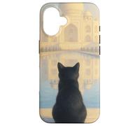 Gato Negro Taj Mahal Amanecer India Viajero Felino Carcasa para iPhone 16