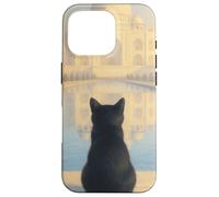 Gato Negro Taj Mahal Amanecer India Viajero Felino Carcasa para iPhone 16 Pro