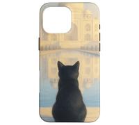 Gato Negro Taj Mahal Amanecer India Viajero Felino Carcasa para iPhone 16 Pro MAX