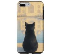 Gato Negro Taj Mahal Amanecer India Viajero Felino Carcasa para iPhone 7 Plus/8 Plus