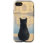 Gato Negro Taj Mahal Amanecer India Viajero Felino Carcasa para iPhone SE (2020) / 7/8
